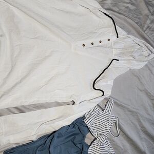 White Hooded Top with Black Trim